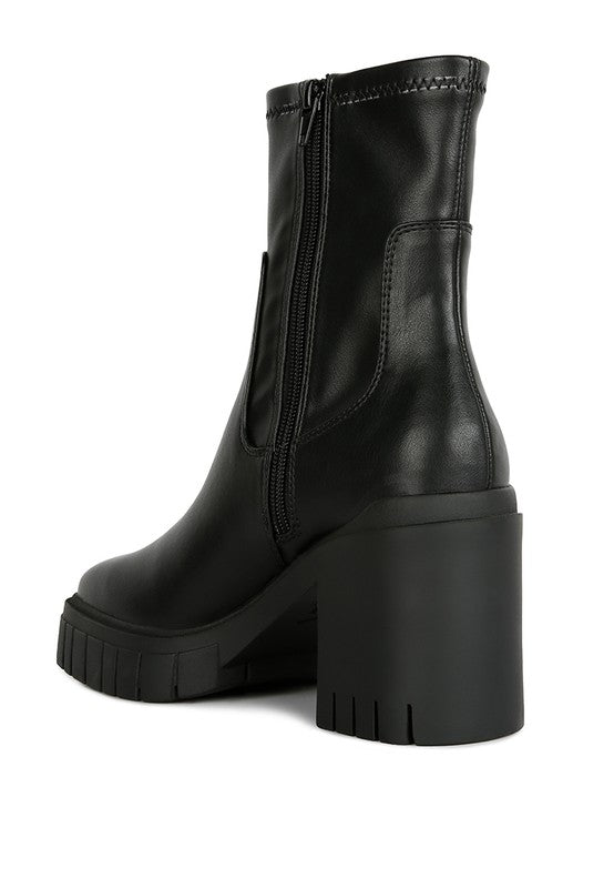 Kokum Faux Leather Platform Heeled Ankle Boot - Tigbul's Variety Fashion Shop
