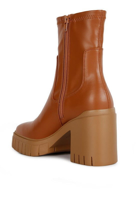 Kokum Faux Leather Platform Heeled Ankle Boot - Tigbul's Variety Fashion Shop
