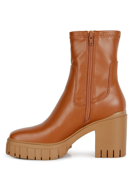 Kokum Faux Leather Platform Heeled Ankle Boot - Tigbul's Variety Fashion Shop