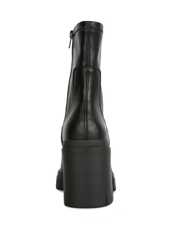 Kokum Faux Leather Platform Heeled Ankle Boot - Tigbul's Variety Fashion Shop