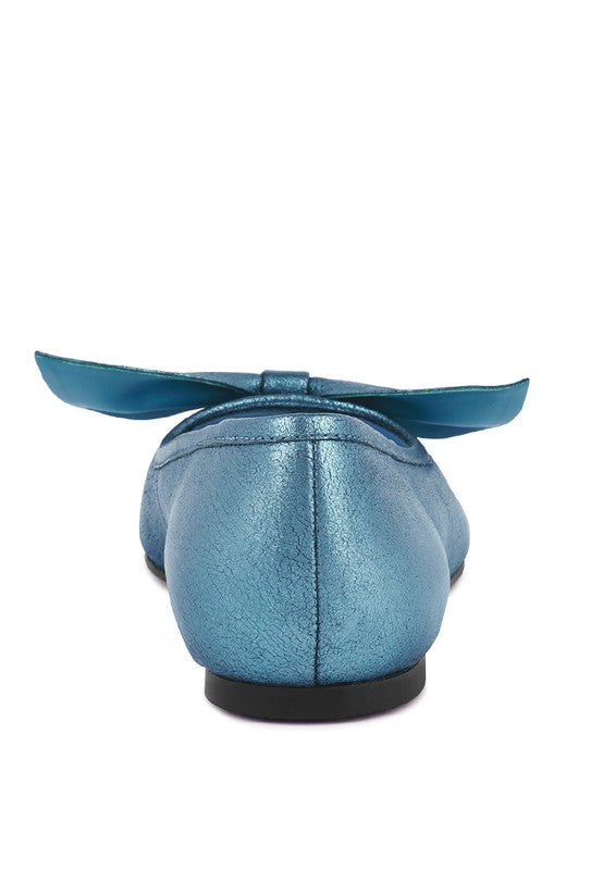 PIE-TRIBE Metallic Big Bow Ballerinas - Tigbul's Variety Fashion Shop