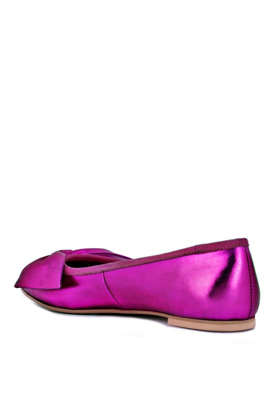 PIE-TRIBE Metallic Big Bow Ballerinas - Tigbul's Variety Fashion Shop