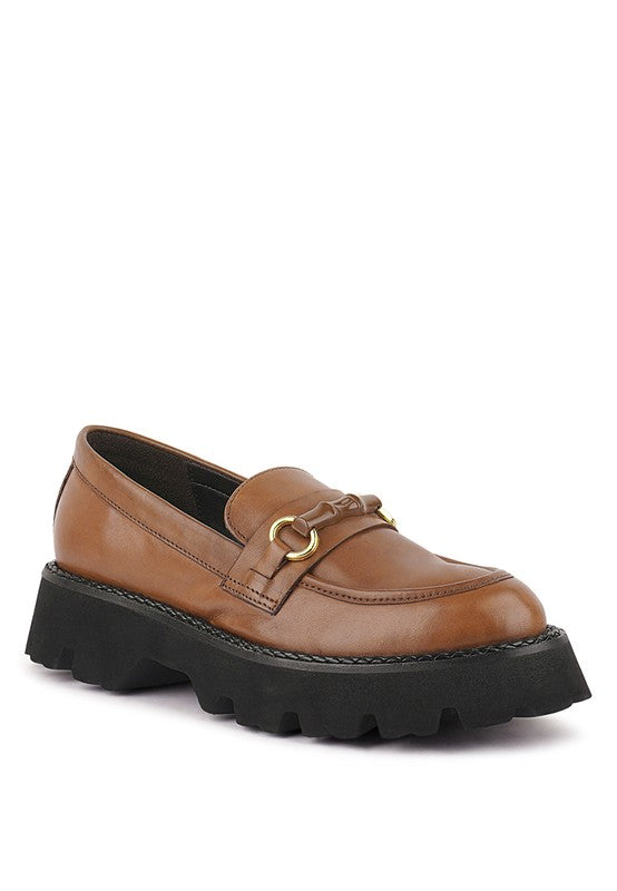 CHEVIOT Chunky Leather Loafers - Tigbul's Variety Fashion Shop