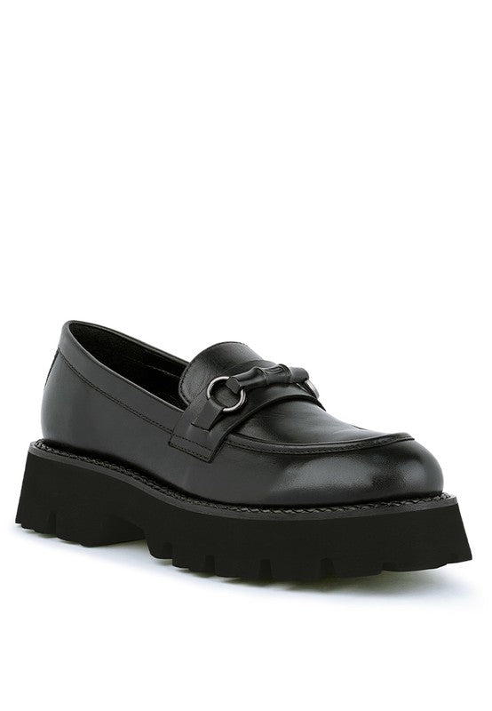 CHEVIOT Chunky Leather Loafers - Tigbul's Variety Fashion Shop