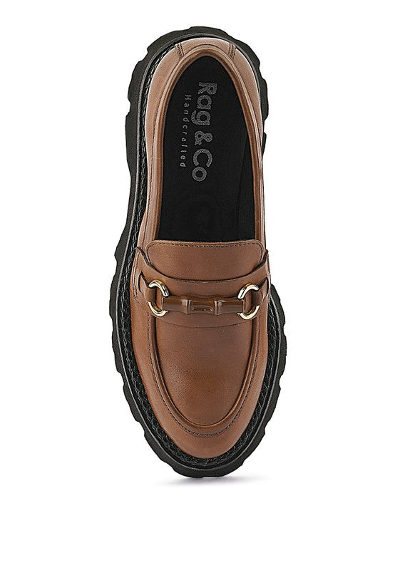 CHEVIOT Chunky Leather Loafers - Tigbul's Variety Fashion Shop