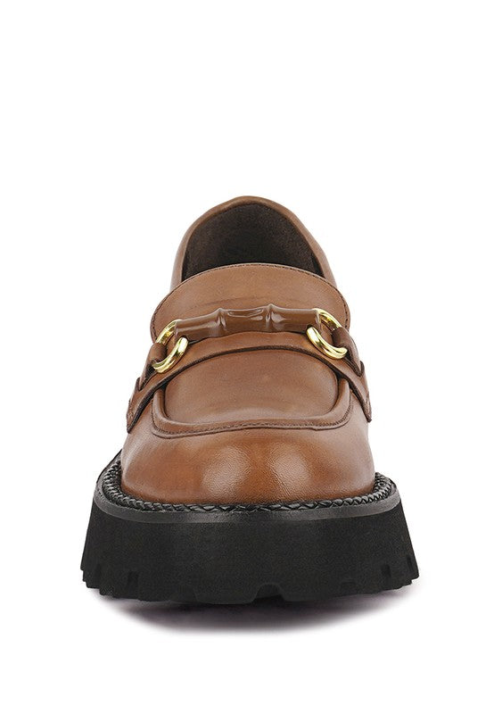 CHEVIOT Chunky Leather Loafers - Tigbul's Variety Fashion Shop