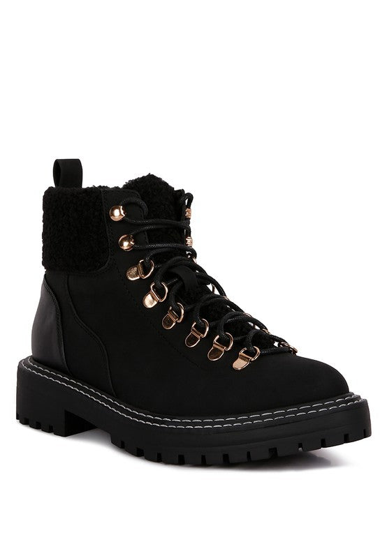 Gatlinburg Shearling Collar Ankle Boot - Tigbul's Variety Fashion Shop