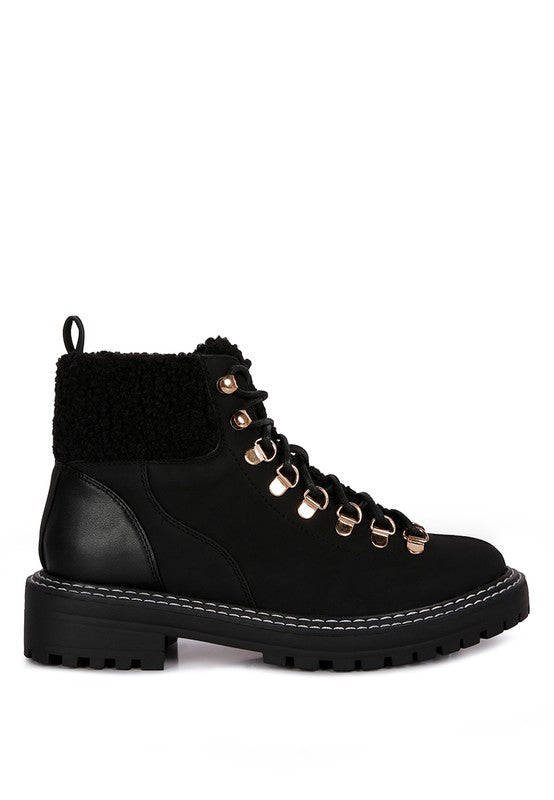 Gatlinburg Shearling Collar Ankle Boot - Tigbul's Variety Fashion Shop