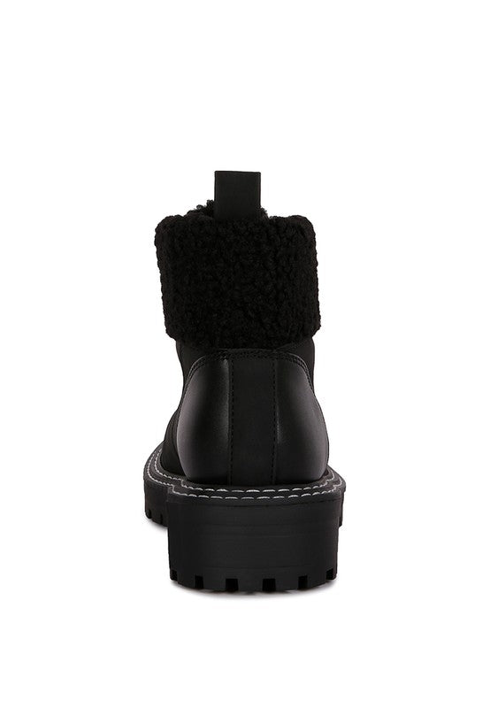 Gatlinburg Shearling Collar Ankle Boot - Tigbul's Variety Fashion Shop