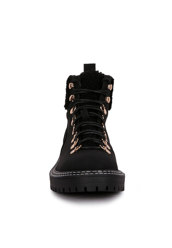 Gatlinburg Shearling Collar Ankle Boot - Tigbul's Variety Fashion Shop