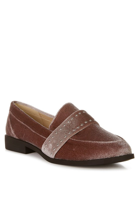 Walkin Stud Detail Velvet Loafers - Tigbul's Variety Fashion Shop
