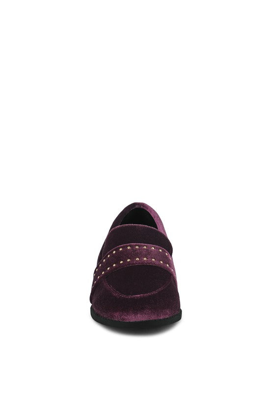 Walkin Stud Detail Velvet Loafers - Tigbul's Variety Fashion Shop
