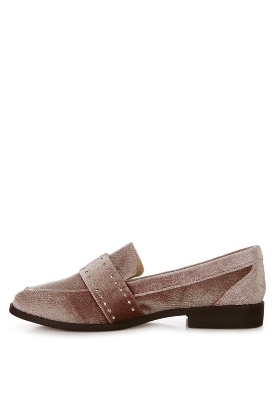 Walkin Stud Detail Velvet Loafers - Tigbul's Variety Fashion Shop