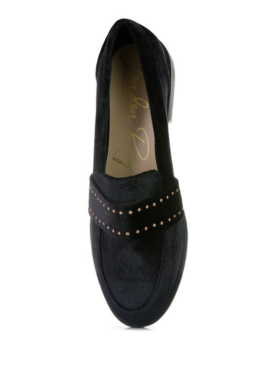 Walkin Stud Detail Velvet Loafers - Tigbul's Variety Fashion Shop