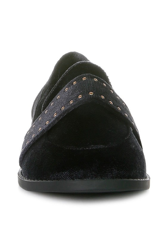 Walkin Stud Detail Velvet Loafers - Tigbul's Variety Fashion Shop