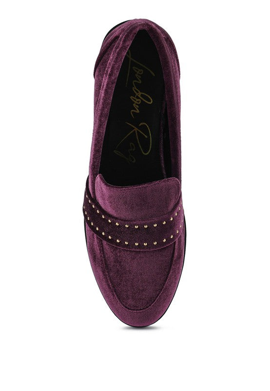 Walkin Stud Detail Velvet Loafers - Tigbul's Variety Fashion Shop