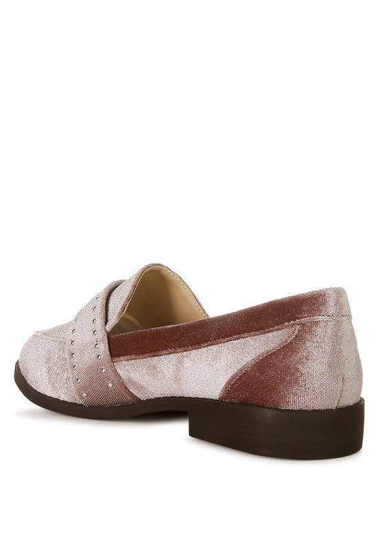 Walkin Stud Detail Velvet Loafers - Tigbul's Variety Fashion Shop
