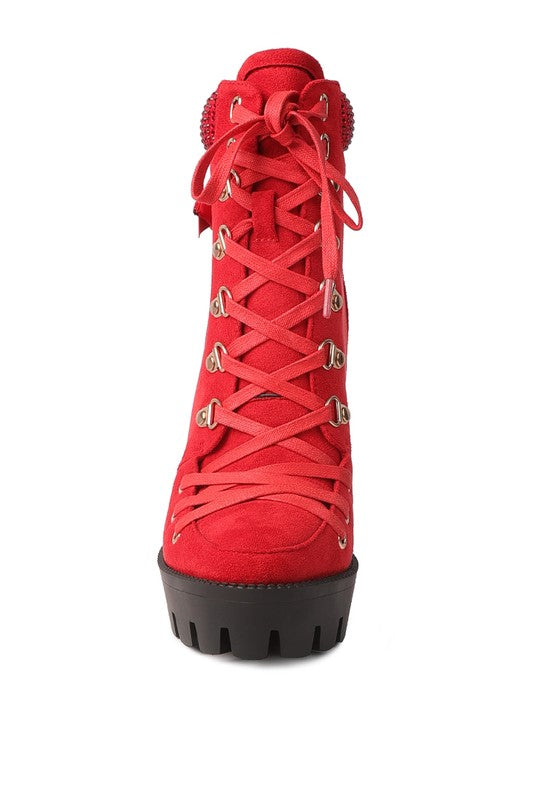Birch Diamante Set Block Heeled Ankle Boot - Tigbul's Variety Fashion Shop