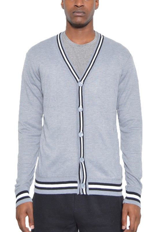TWO STRIPE CARDIGAN - Tigbul's Variety Fashion Shop