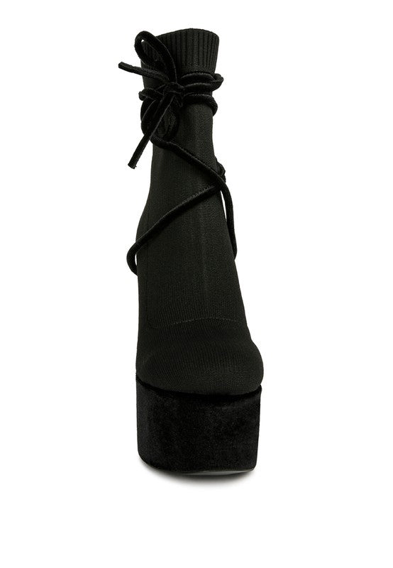 After Pay High Heeled Velvet Knitted Boot - Tigbul's Variety Fashion Shop