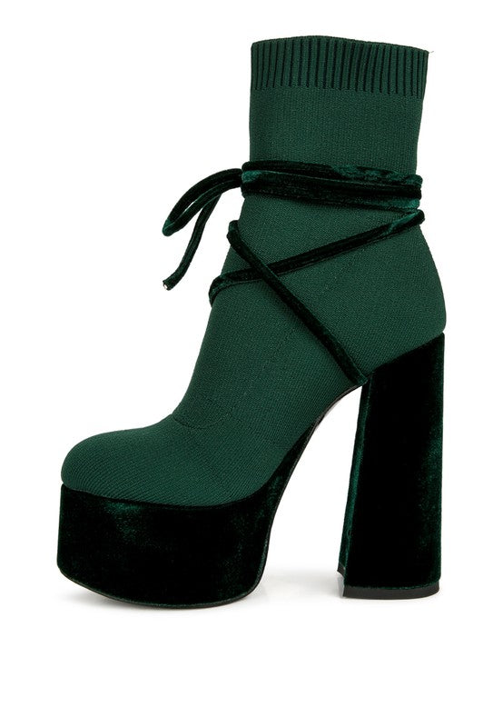 After Pay High Heeled Velvet Knitted Boot - Tigbul's Variety Fashion Shop