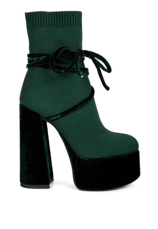 After Pay High Heeled Velvet Knitted Boot - Tigbul's Variety Fashion Shop