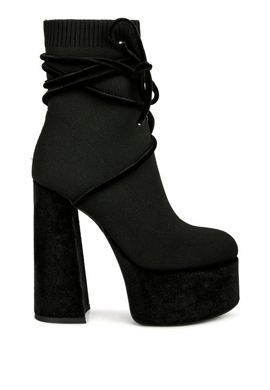 After Pay High Heeled Velvet Knitted Boot - Tigbul's Variety Fashion Shop