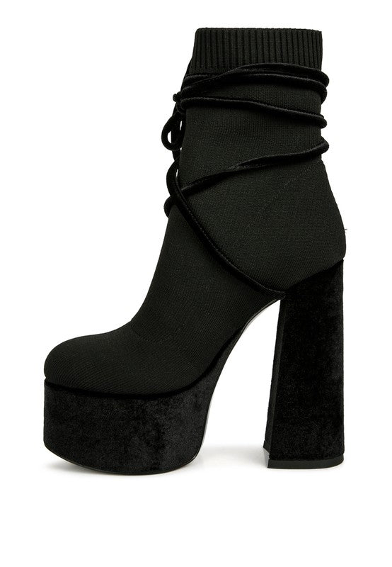 After Pay High Heeled Velvet Knitted Boot - Tigbul's Variety Fashion Shop