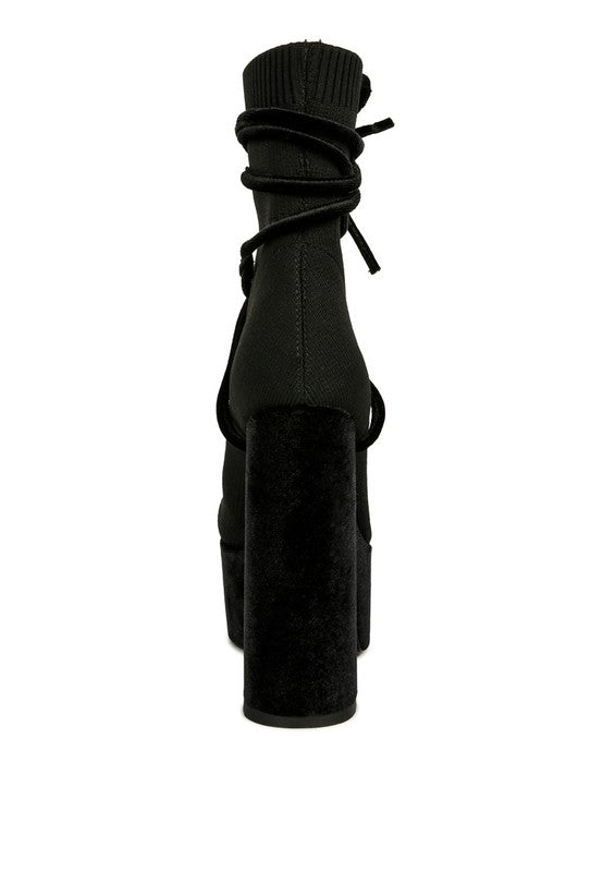 After Pay High Heeled Velvet Knitted Boot - Tigbul's Variety Fashion Shop