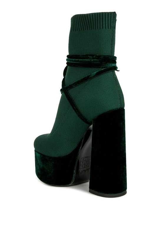 After Pay High Heeled Velvet Knitted Boot - Tigbul's Variety Fashion Shop