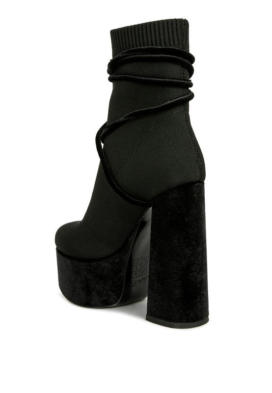After Pay High Heeled Velvet Knitted Boot - Tigbul's Variety Fashion Shop