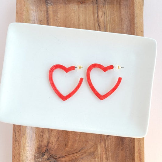 Red Heart Hoop Earrings - Tigbul's Variety Fashion Shop