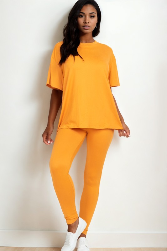 Oversized T-shirt & Leggings Set - Tigbul's Variety Fashion Shop