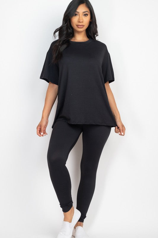 Oversized T-shirt & Leggings Set - Tigbul's Variety Fashion Shop