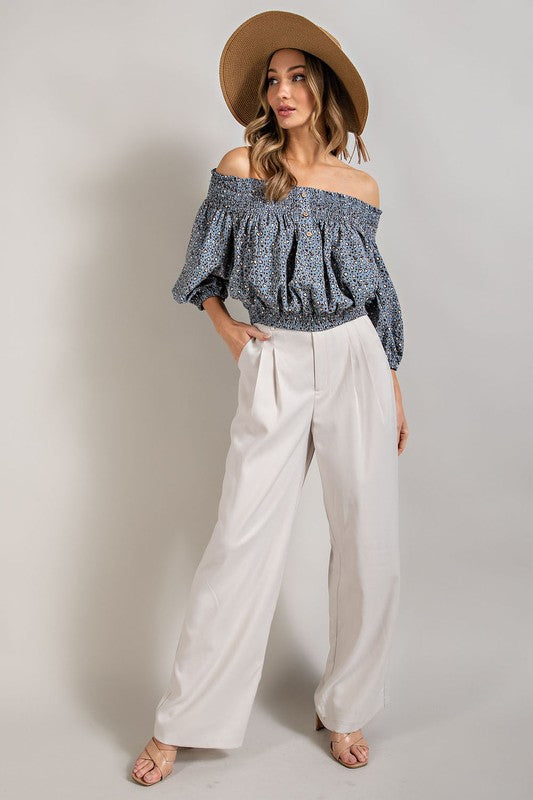 Animal Print Smocked Off the Shoulder Top - Tigbul's Variety Fashion Shop
