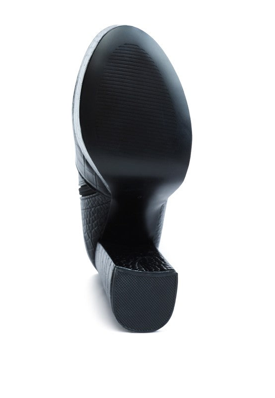 Feral High Heeled Croc Pattern Ankle Boot - Tigbul's Variety Fashion Shop