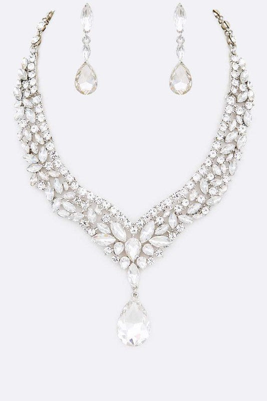 Crystal Statement Red Necklace Set - Tigbul's Variety Fashion Shop
