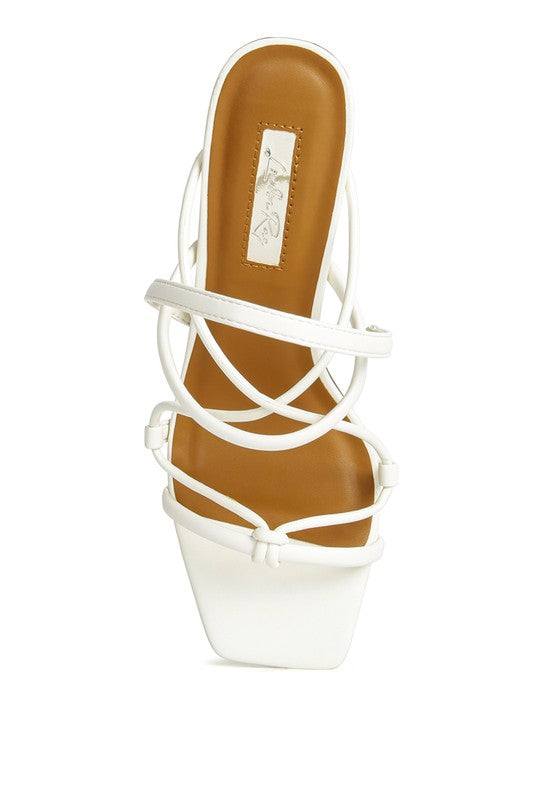 Two Strings Slingback Mid Heel Block Sandals Taupe - Tigbul's Variety Fashion Shop