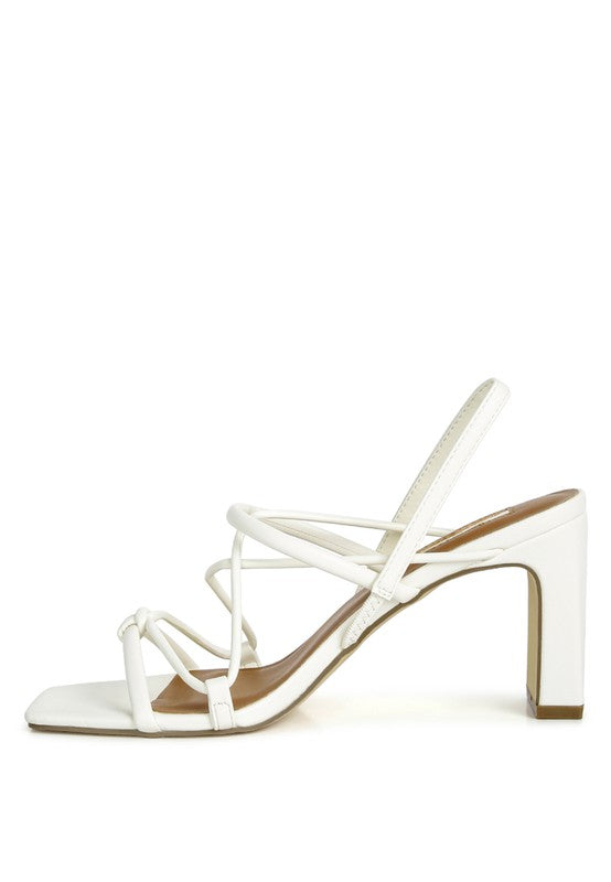 Two Strings Slingback Mid Heel Block Sandals Taupe - Tigbul's Variety Fashion Shop