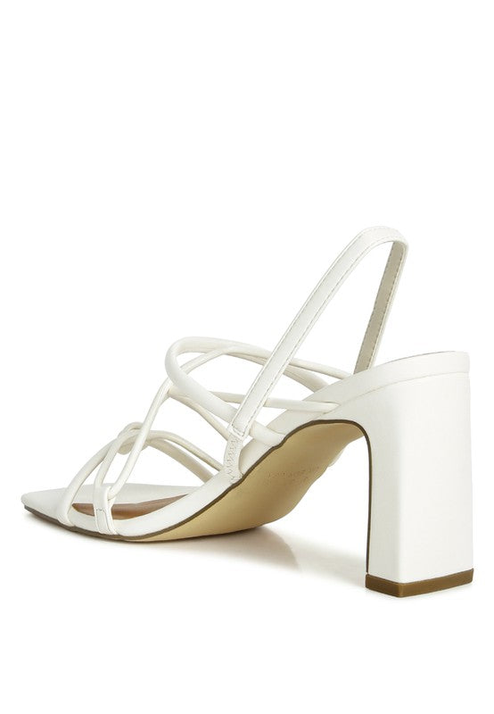 Two Strings Slingback Mid Heel Block Sandals Taupe - Tigbul's Variety Fashion Shop