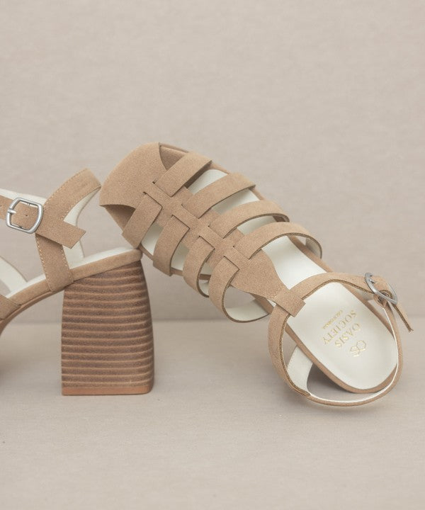 Oasis Society Hailee - Gladiator Platform Heel Sandals, Khaki - Tigbul's Variety Fashion Shop