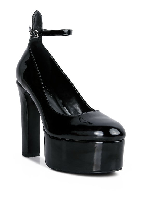 Rag & Co Black Size 8 Patent Pu Maryjane Platform Shoes - Tigbul's Variety Fashion Shop