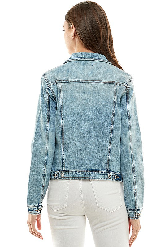 Spandex Ladies Casual Denim Jacket - Tigbul's Variety Fashion Shop