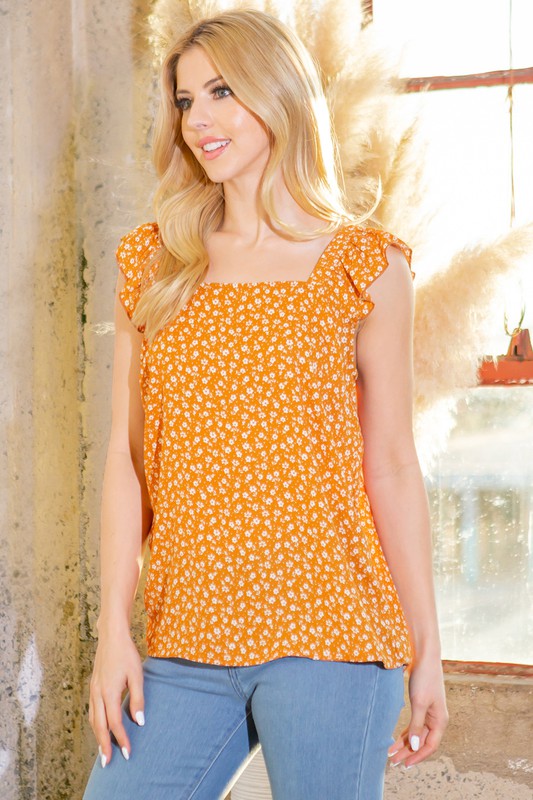Woven Ruffle Sleeve Top - Tigbul's Variety Fashion Shop