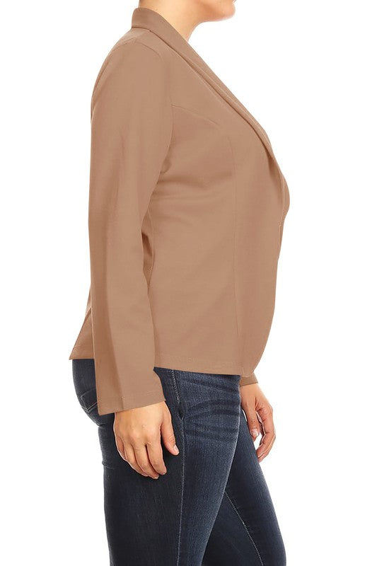 Open front Long sleeves Waist length blazer jacket - Tigbul's Variety Fashion Shop