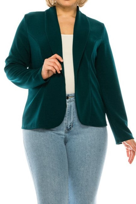 Open front Long sleeves Waist length blazer jacket - Tigbul's Variety Fashion Shop