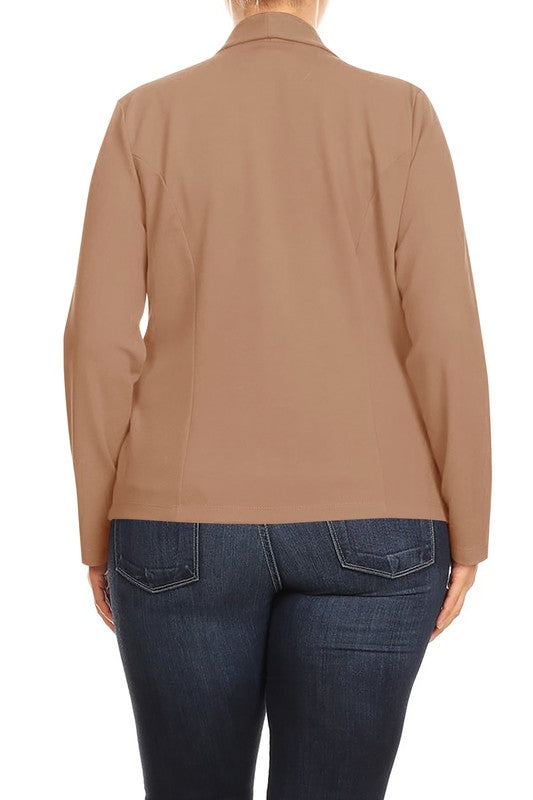 Open front Long sleeves Waist length blazer jacket - Tigbul's Variety Fashion Shop