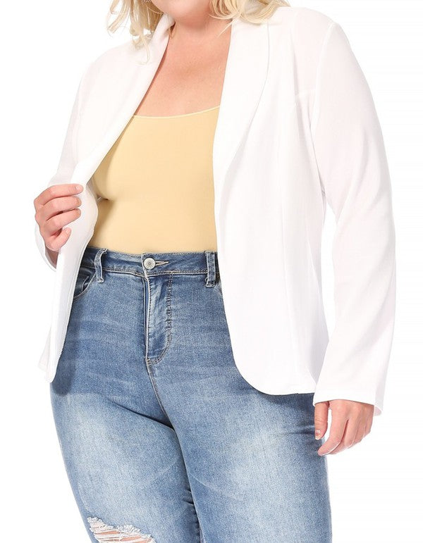 Open front Long sleeves Waist length blazer jacket - Tigbul's Variety Fashion Shop