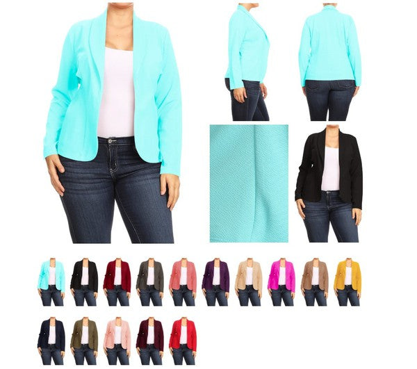 Open front Long sleeves Waist length blazer jacket - Tigbul's Variety Fashion Shop