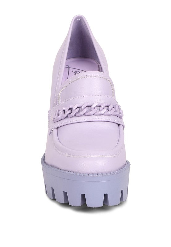 Corinne Chain Embellished Chunky Loafers - Tigbul's Variety Fashion Shop